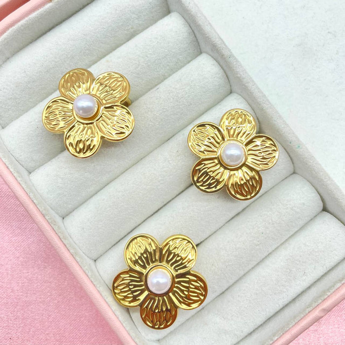 Anello regolabile gold fiore e perle - Iride Shop - Accessori da Donna