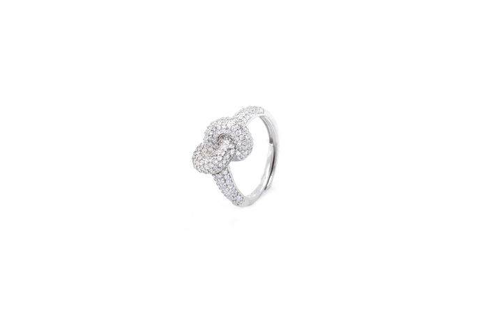 Anello regolabile intreccio con strass in argento 925 - Iride Shop - Accessori da Donna