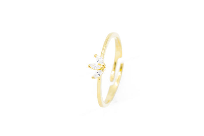 Anello regolabile mini fogliolina in argento 925