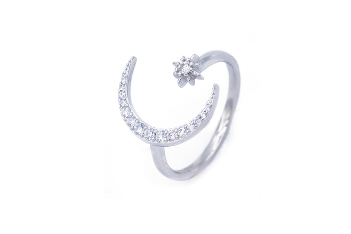 Anello regolabile moon brill in argento 925 - Iride Shop - Accessori da Donna