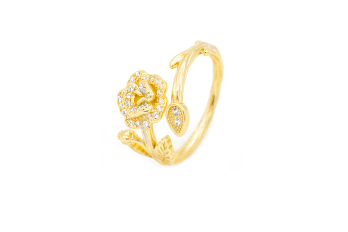 Anello regolabile rosa stylized in argento 925