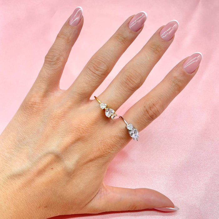 Anello regolabile triple cuore cristal - Iride Shop - Accessori da Donna