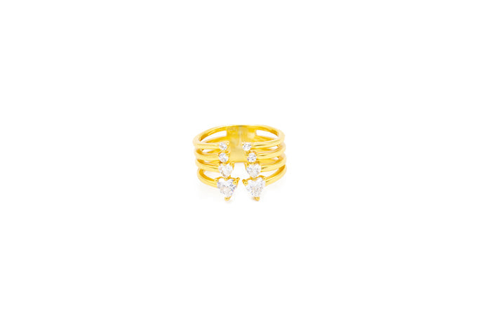 Anello regolabile triple heart in argento 925 - Iride Shop - Accessori da Donna