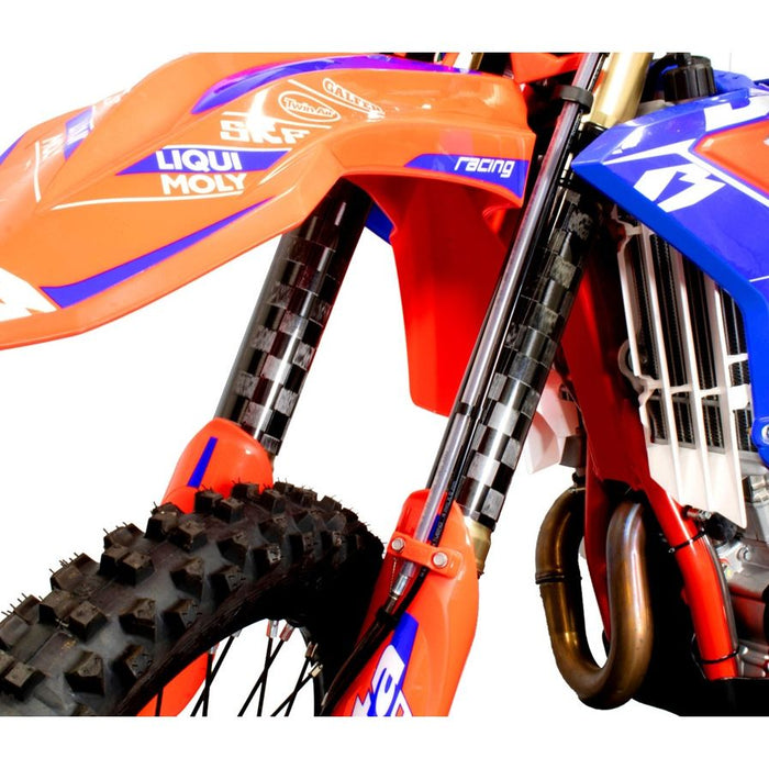 Beta Carbon Fiber Fork Protectors, Checkered Pattern
