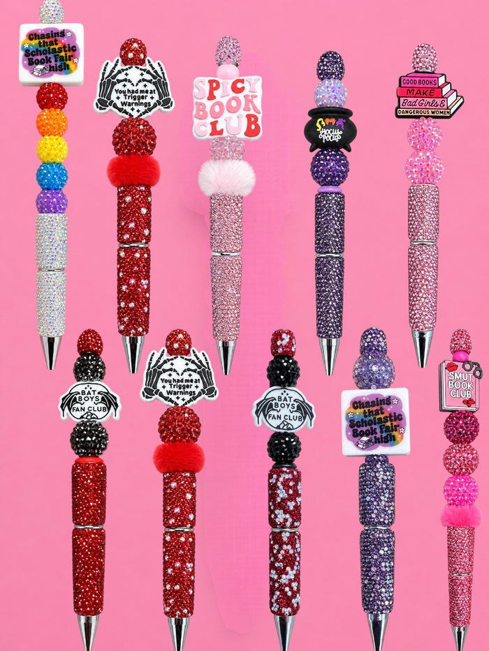 Bookish inspired, custom glitter pens