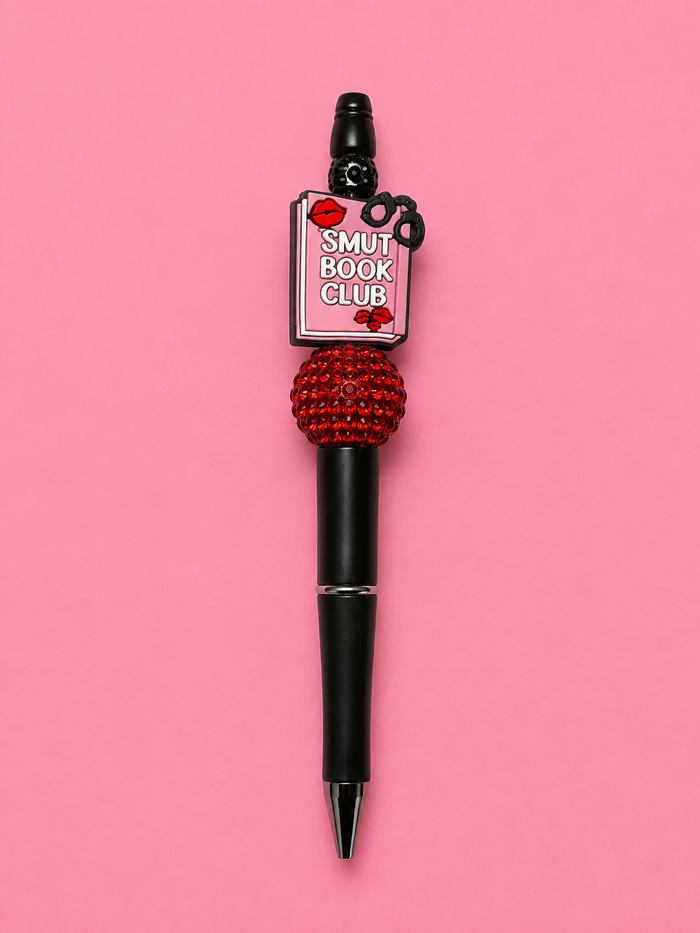 Smut Book Club black glitter custom pen
