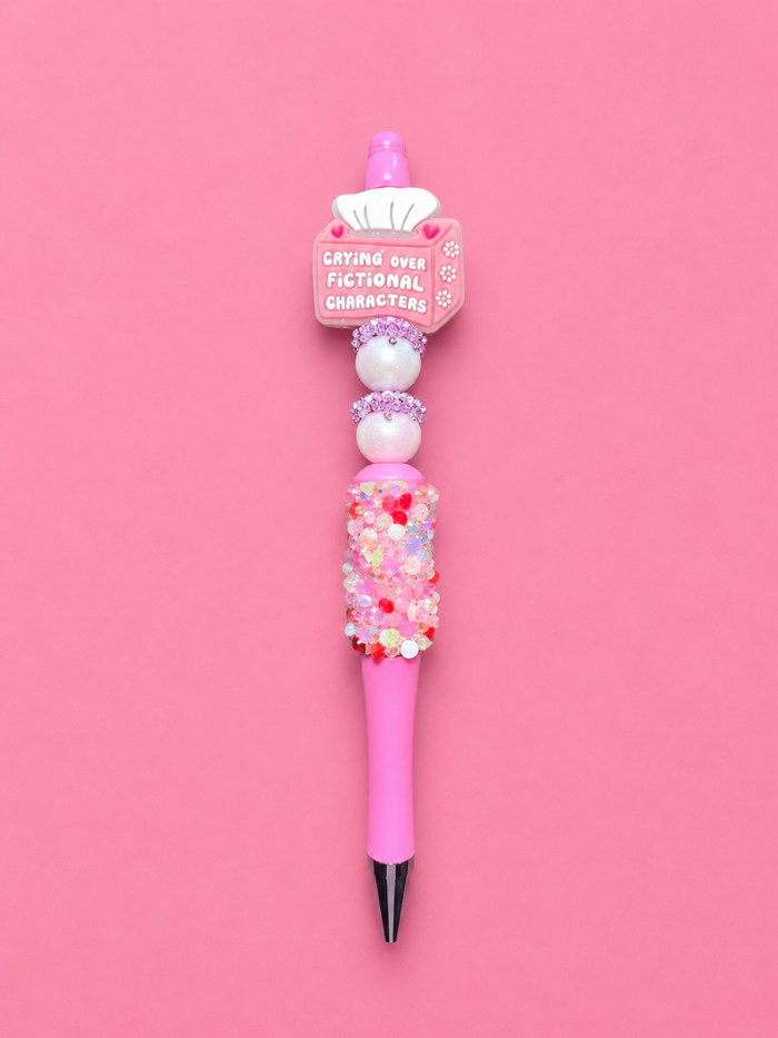 Crying Over Fictional Men pin sprinkle glitter pen