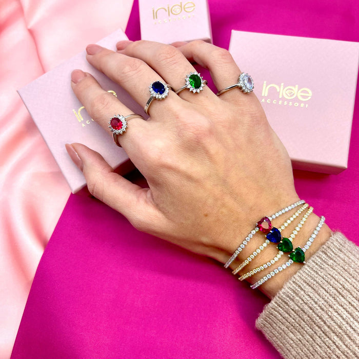 Bracciale con cuori e strass in argento 925 - Iride shop - accessori donna