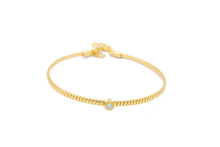 Bracciale rigido con punto luce in argento 925 - Iride Shop - Accessori da Donna