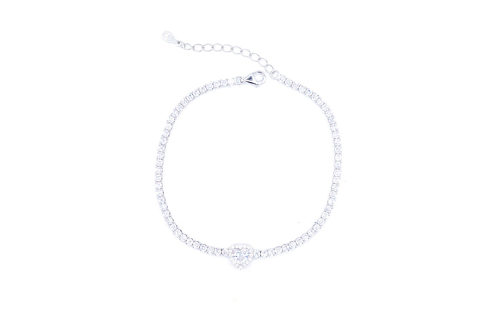 Bracciale tennis con cuore bril in argento 925