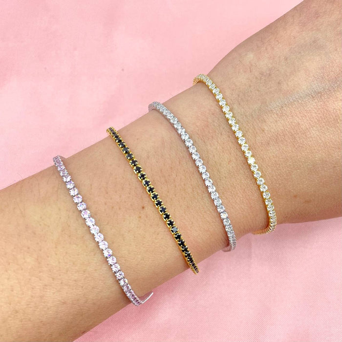 Bracciale tennis in argento 925 con chiusura a moschettone - Iride Shop - Accessori da Donna