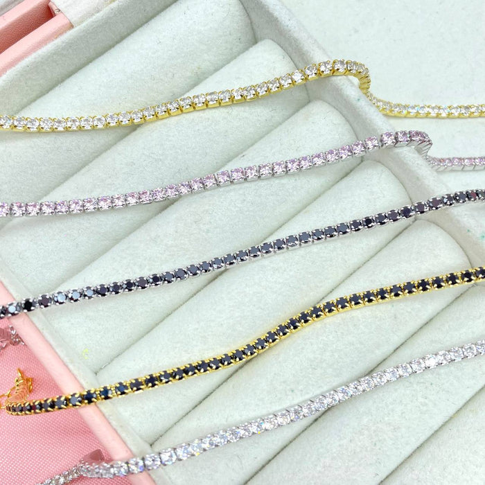 Bracciale tennis in argento 925 con chiusura a moschettone - Iride Shop - Accessori da Donna