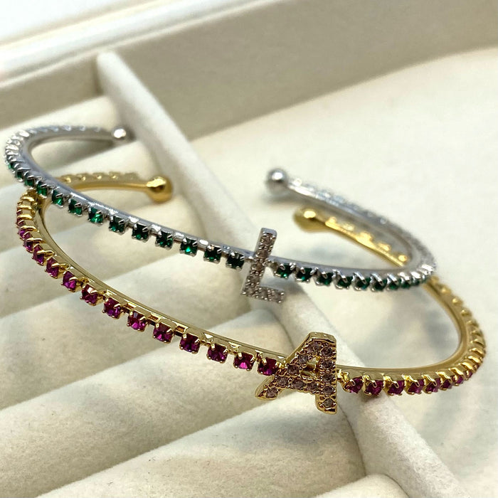 Bracciale tennis rigido con iniziale - Iride shop - accessori donna