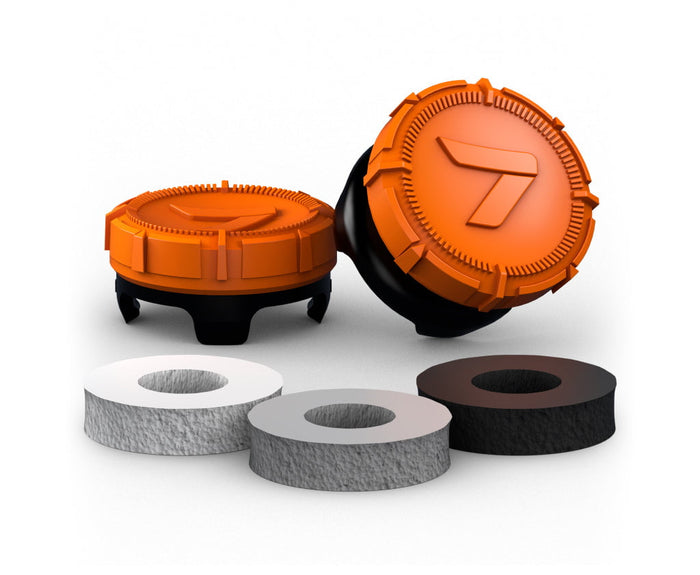 2 orange thumbsticks and 3 rings
