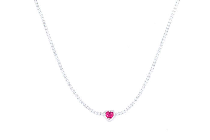 Choker tennis con cuore colour bril in argento 925 - Iride Shop - Accessori da Donna