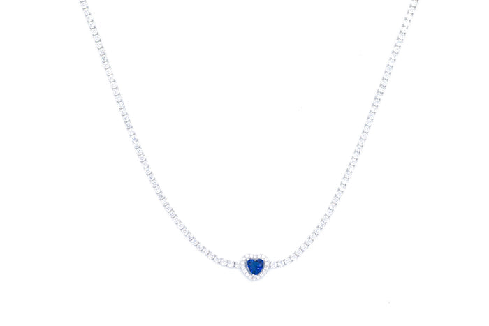 Choker tennis con cuore colour bril in argento 925 - Iride Shop - Accessori da Donna