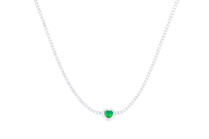 Choker tennis con cuore colour bril in argento 925 - Iride Shop - Accessori da Donna
