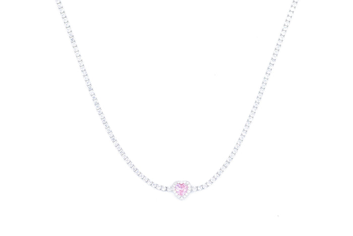 Choker tennis con cuore colour bril in argento 925 - Iride Shop - Accessori da Donna