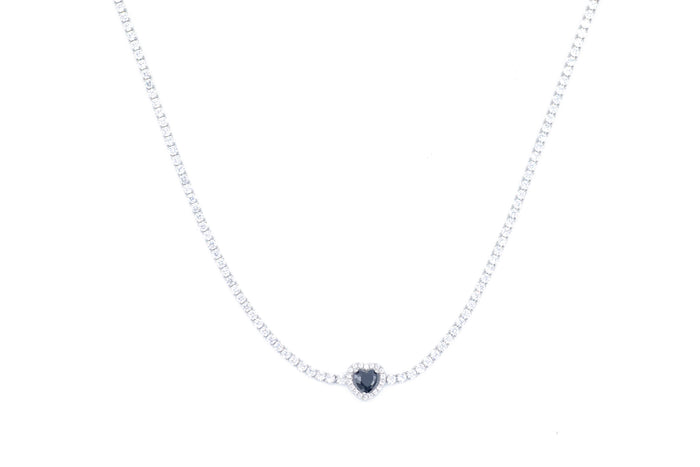 Choker tennis con cuore colour bril in argento 925 - Iride Shop - Accessori da Donna