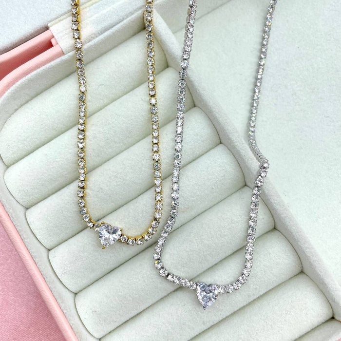 Choker tennis con cuoricino - Iride Shop - Accessori da Donna