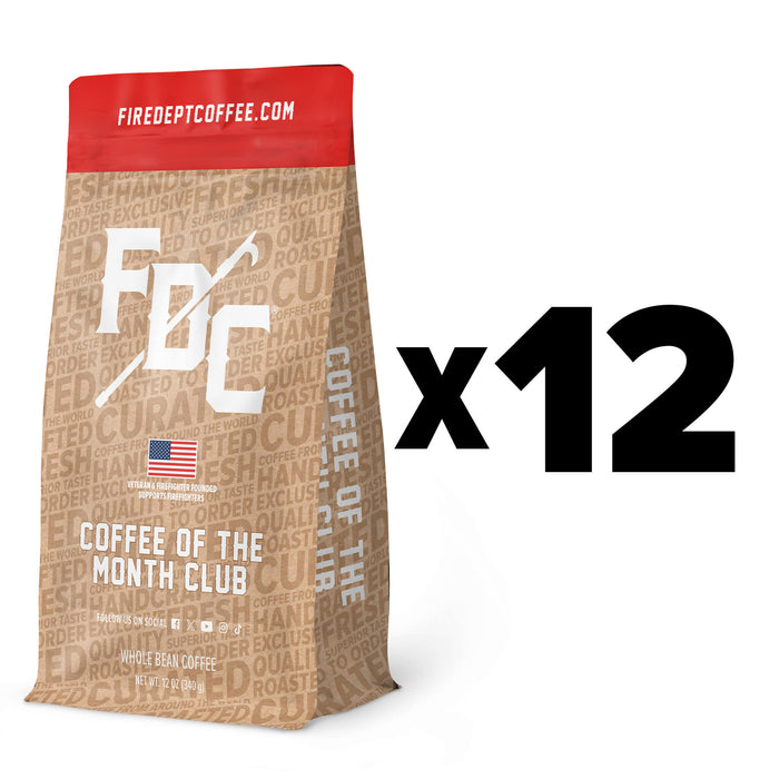 Coffee Of The Month Club Whole Bean - 12 Month Prepaid Subscription Fire Department Coffee