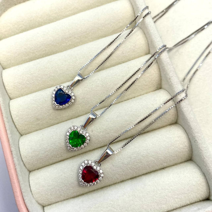 Collana a cuore con strass in argento 925 - Iride shop - accessori donna
