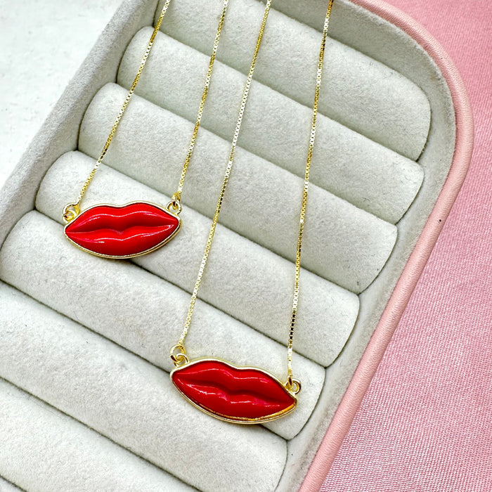 Collana Bocca Labbra Rosse in argento 925 - Iride Shop - Accessori da Donna