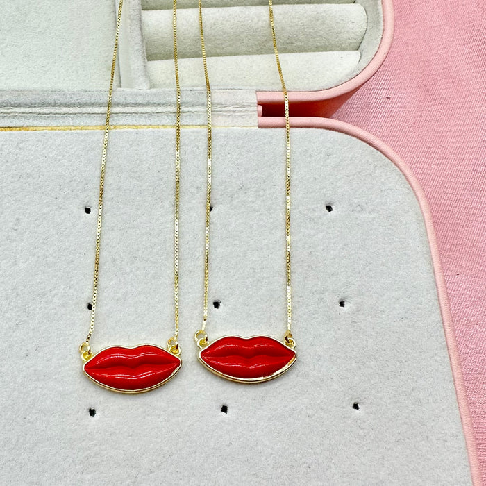 Collana Bocca Labbra Rosse in argento 925 - Iride Shop - Accessori da Donna