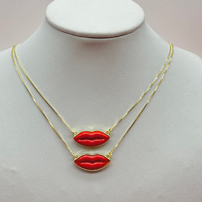 Collana Bocca Labbra Rosse in argento 925 - Iride Shop - Accessori da Donna
