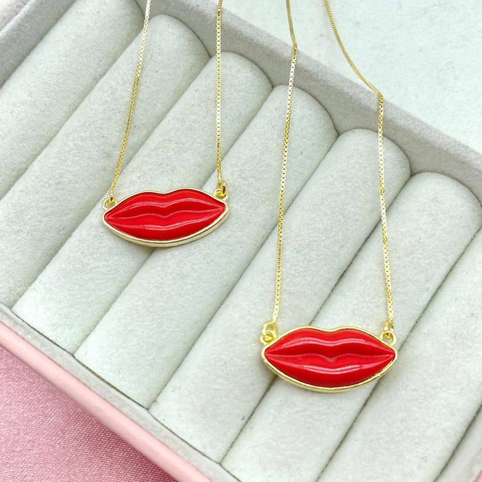 Collana Bocca Labbra Rosse in argento 925 - Iride Shop - Accessori da Donna