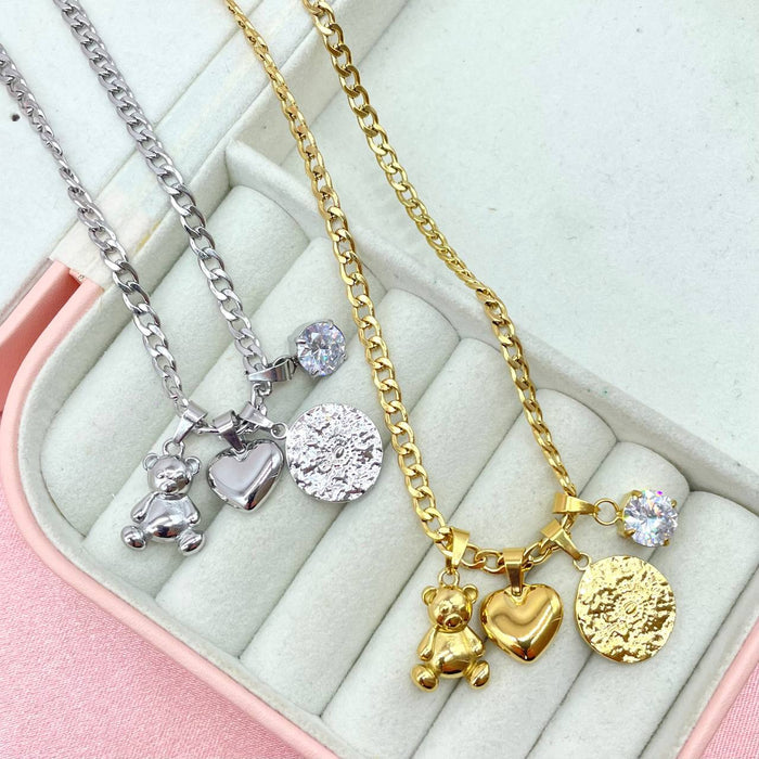 Collana caten 4 ciondoli teddy - Iride Shop - Accessori da Donna