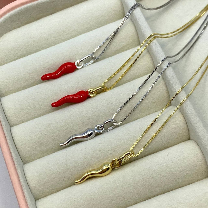 Collana con ciondolo cornetto in argento 925 - Iride Shop - Accessori da Donna