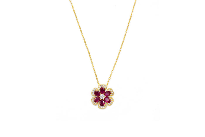 Collana con fiore colour bril in argento 925