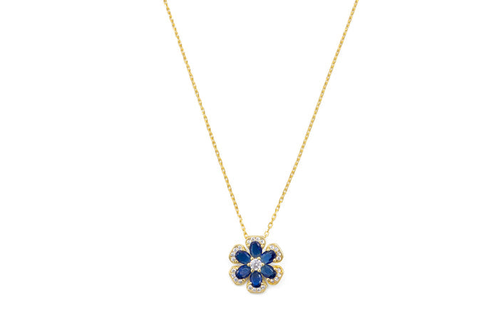 Collana con fiore colour bril in argento 925