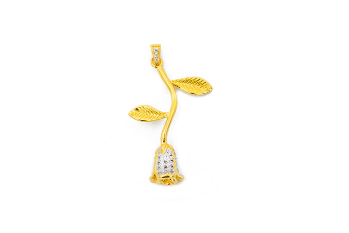 Collana con rosa stilyzed e strass in argento 925