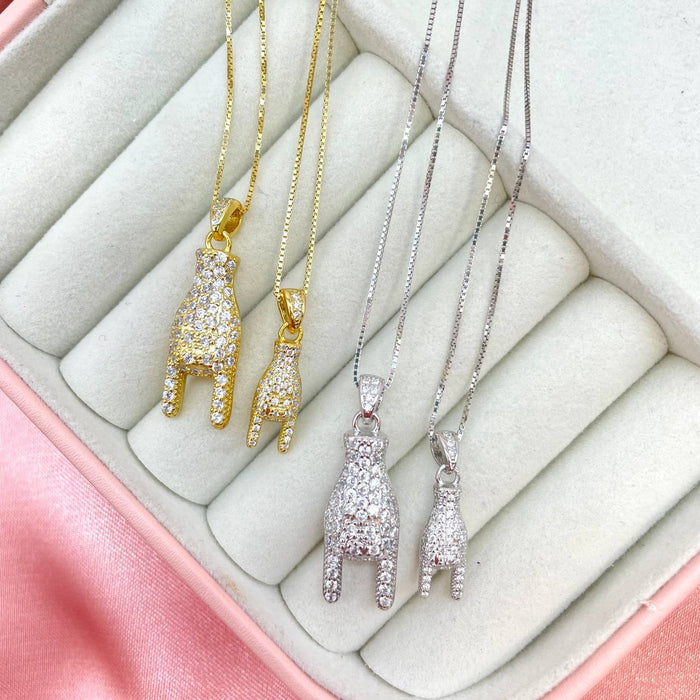 Collana corna portafortuna bril in argento 925 - Iride Shop - Accessori da Donna