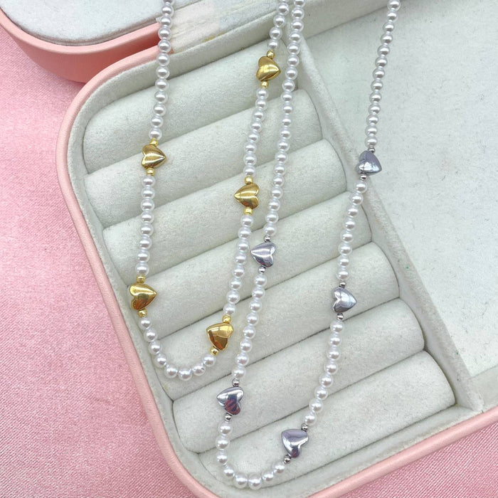 Collana di perle con cuoricini - Iride Shop - Accessori da Donna