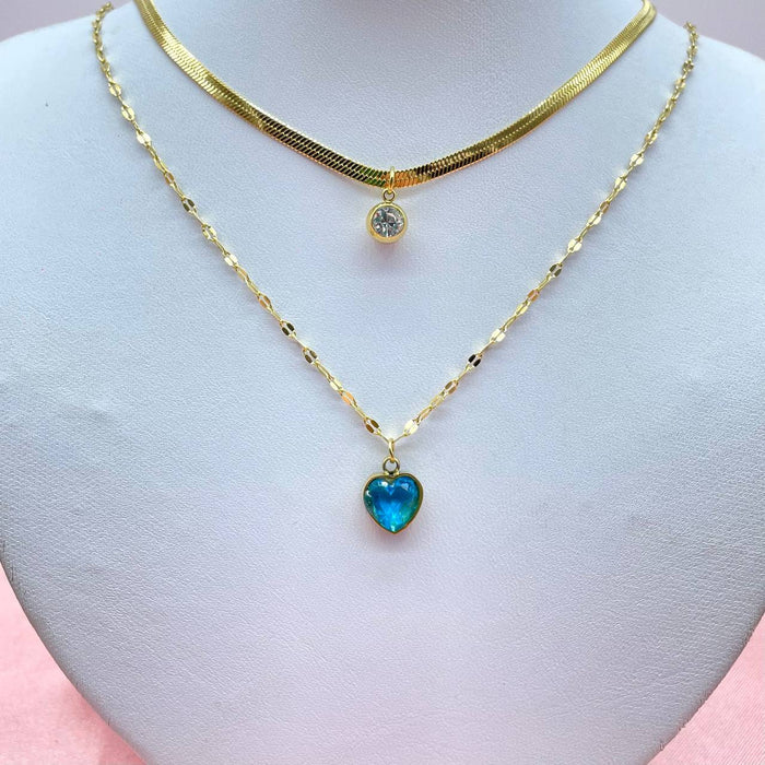 Collana double cuore diamond - Iride Shop - Accessori da Donna