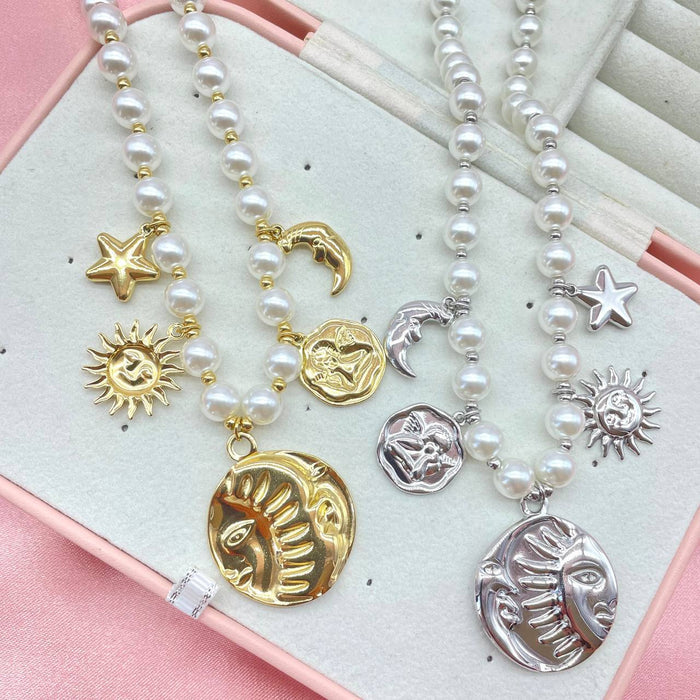 Collana in perle con elementi  astrali - Iride Shop - Accessori da Donna
