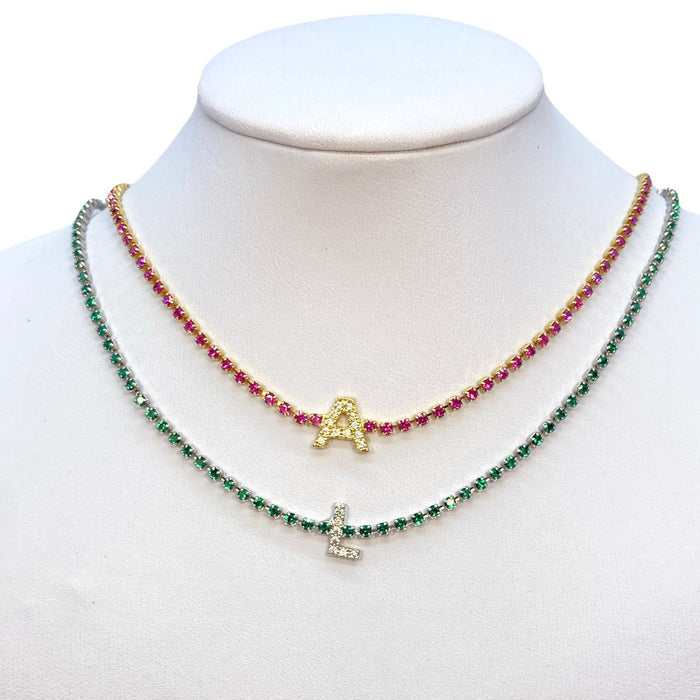 Collana tennis con iniziale - Iride shop - accessori donna