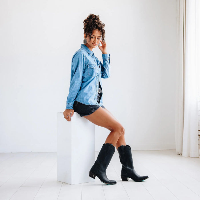 Emma Jane Boot - Matte Black Ladies Bootie Western Fashion by Lane