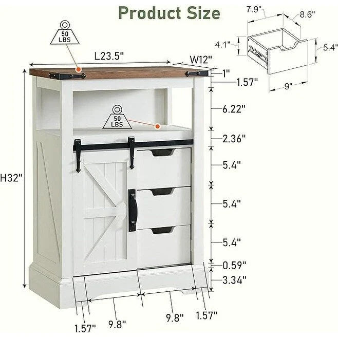 Farmhouse Bathroom Floor Cabinet Small Storage Cabinet for Bathroom