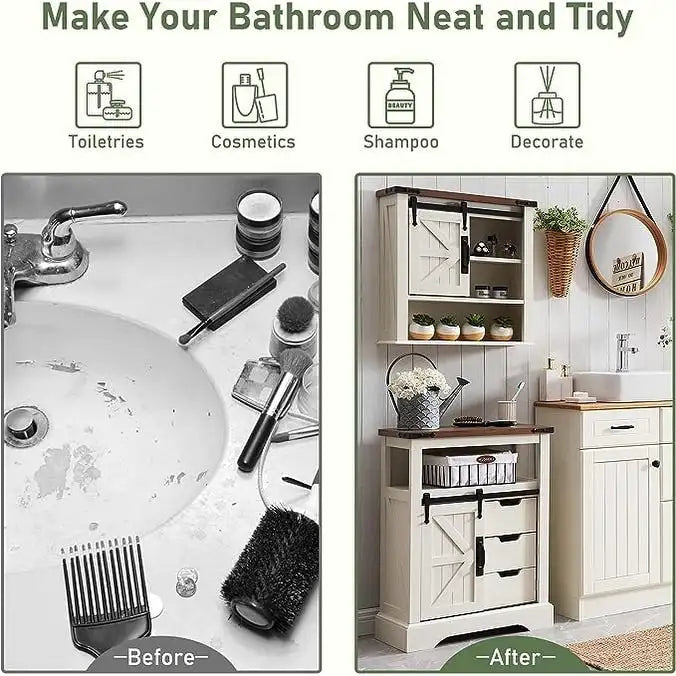 Farmhouse Bathroom Floor Cabinet Small Storage Cabinet for Bathroom