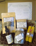 Gentle Surrender Emotional Balance Ritual Kit with tea blend, bath salts, candle, soap and essential oil