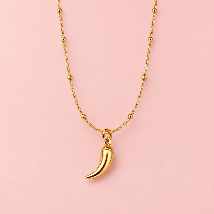 Gold Spicy Reader Chili Pepper Necklace