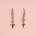 Gold-Tone Crystal Dagger Huggie Earrings