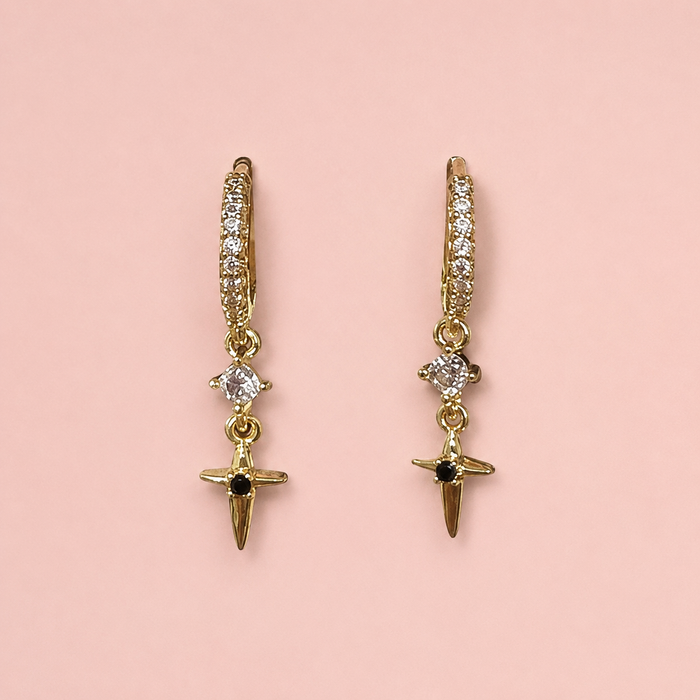 Gold-Tone Crystal Dagger Huggie Earrings
