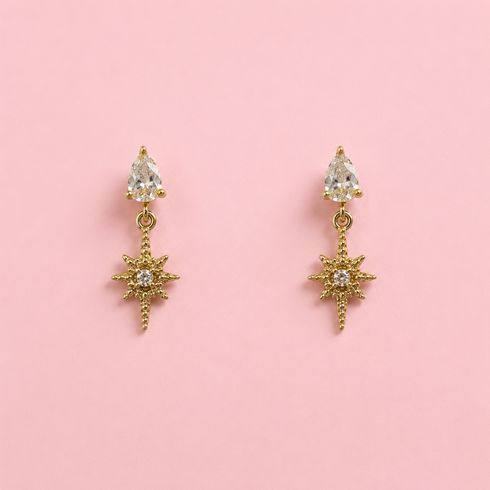 Gold-Tone Crystal Starburst Drop Earrings