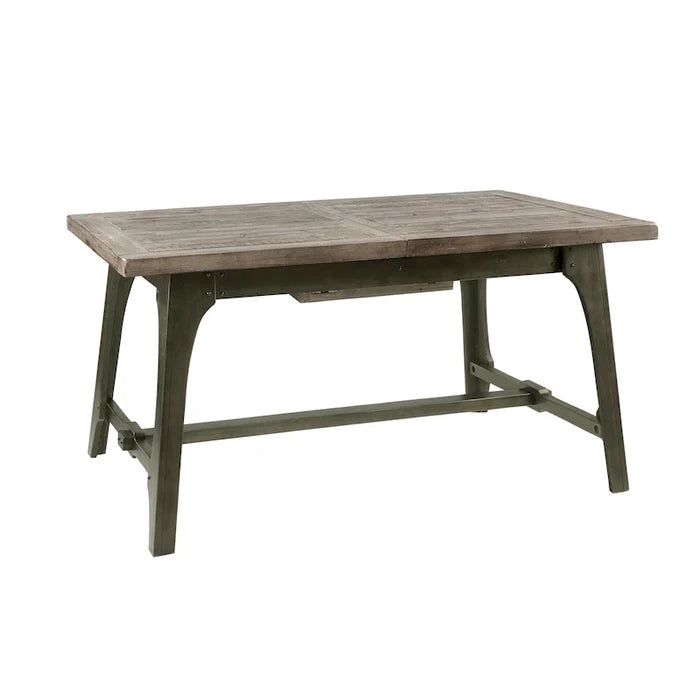 Grey Extension Dining Table with Butterfly Leaf Modern Rustic Style