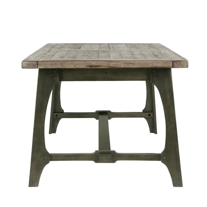 Grey Extension Dining Table with Butterfly Leaf Modern Rustic Style